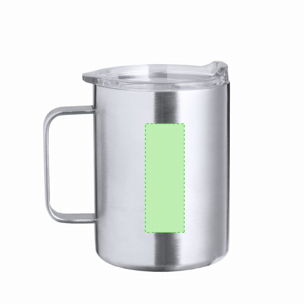 Branding diagram for Thermocup made of recycled stainless steel, 370 ml Dovery – Area 2