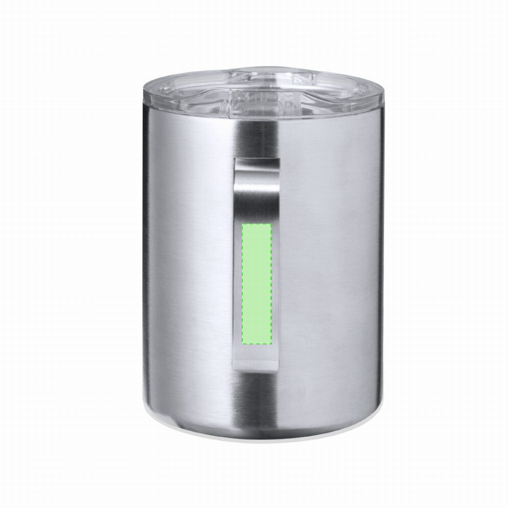 Branding diagram for Thermocup made of recycled stainless steel, 370 ml Dovery – Area 5