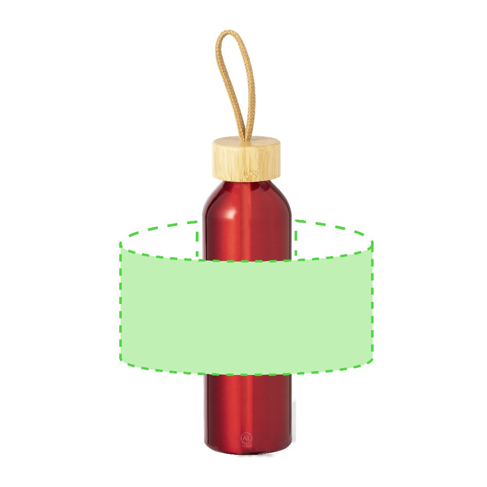 Branding diagram for Recycled aluminium drinking bottle, 600 ml Irvinson – Area 1
