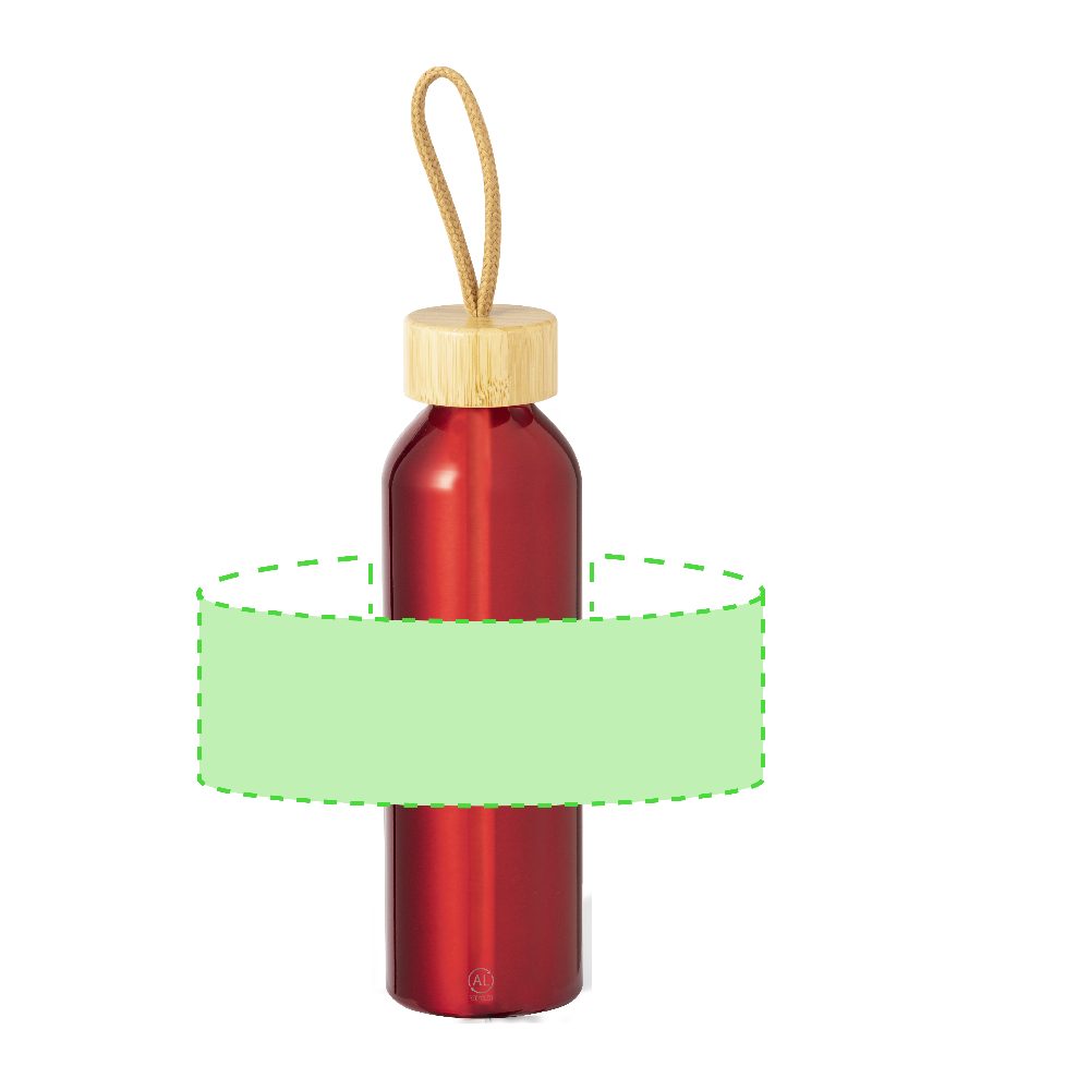 Branding diagram for Recycled aluminium drinking bottle, 600 ml Irvinson – Area 2