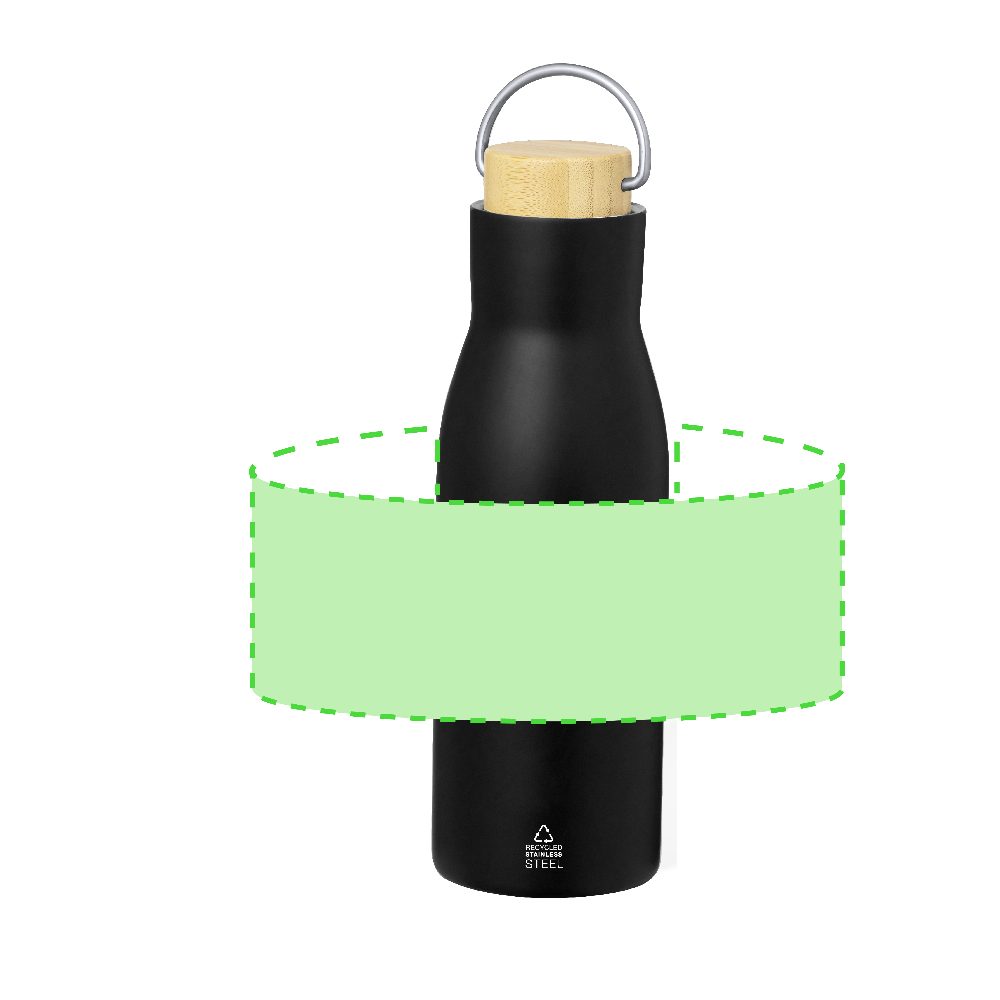 Branding diagram for Recycled stainless steel thermal bottle, 500 ml Prismix – Area 1