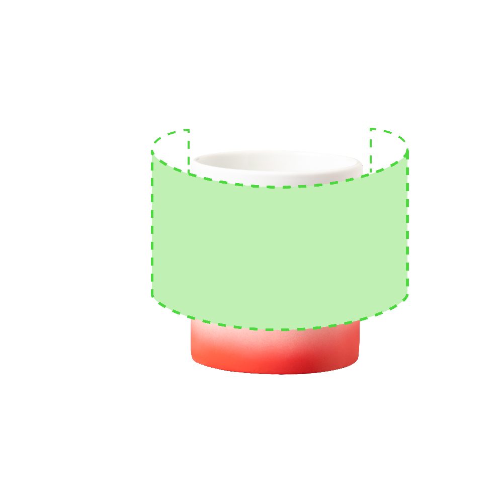 Branding diagram for Ceramic cup for sublimation, 350 ml Lanteira – Area 1