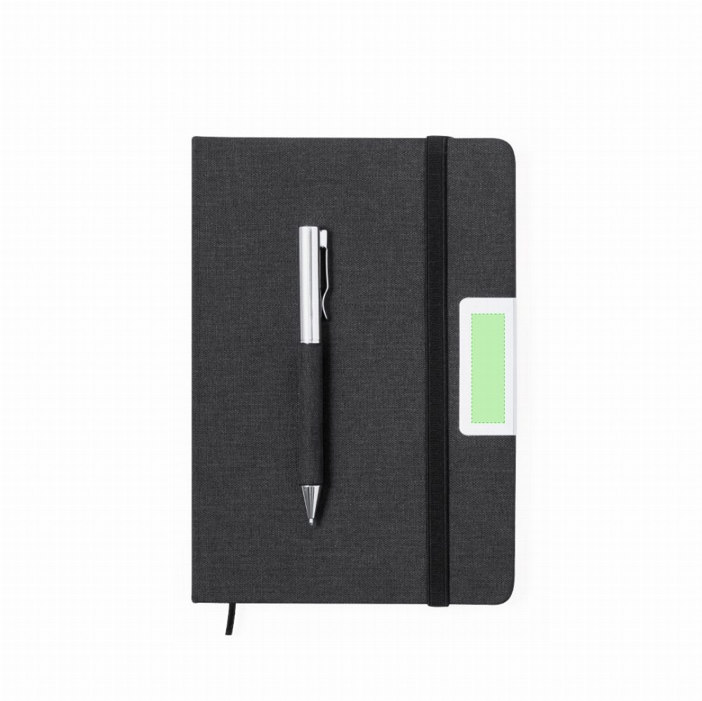 Branding diagram for Gift set with notebook, ballpoint pen and thermal bottle Datiford – Area 3