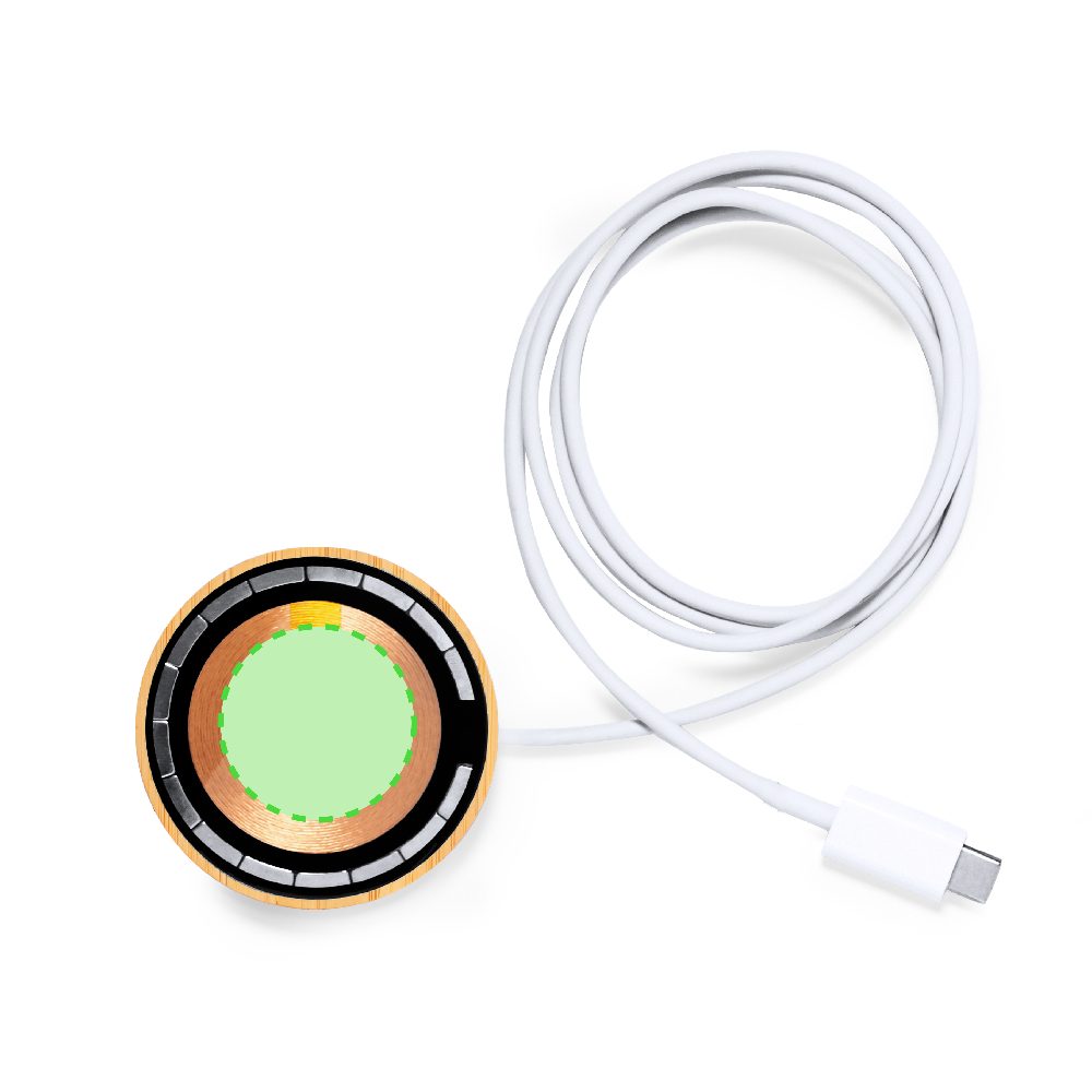 Branding diagram for Bamboo wireless charging station, 15 W Ming – Area 1