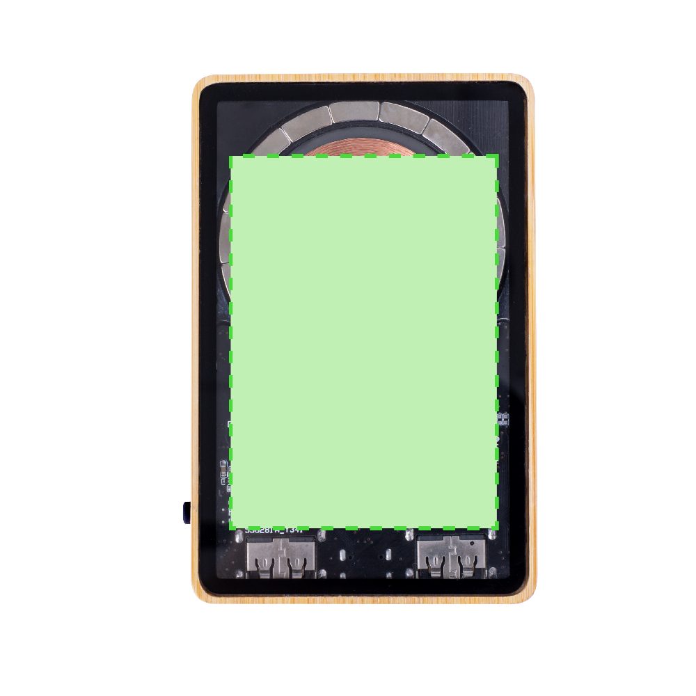 Branding diagram for Magnetic power bank made of bamboo, 5000 mAh Dominik – Area 4