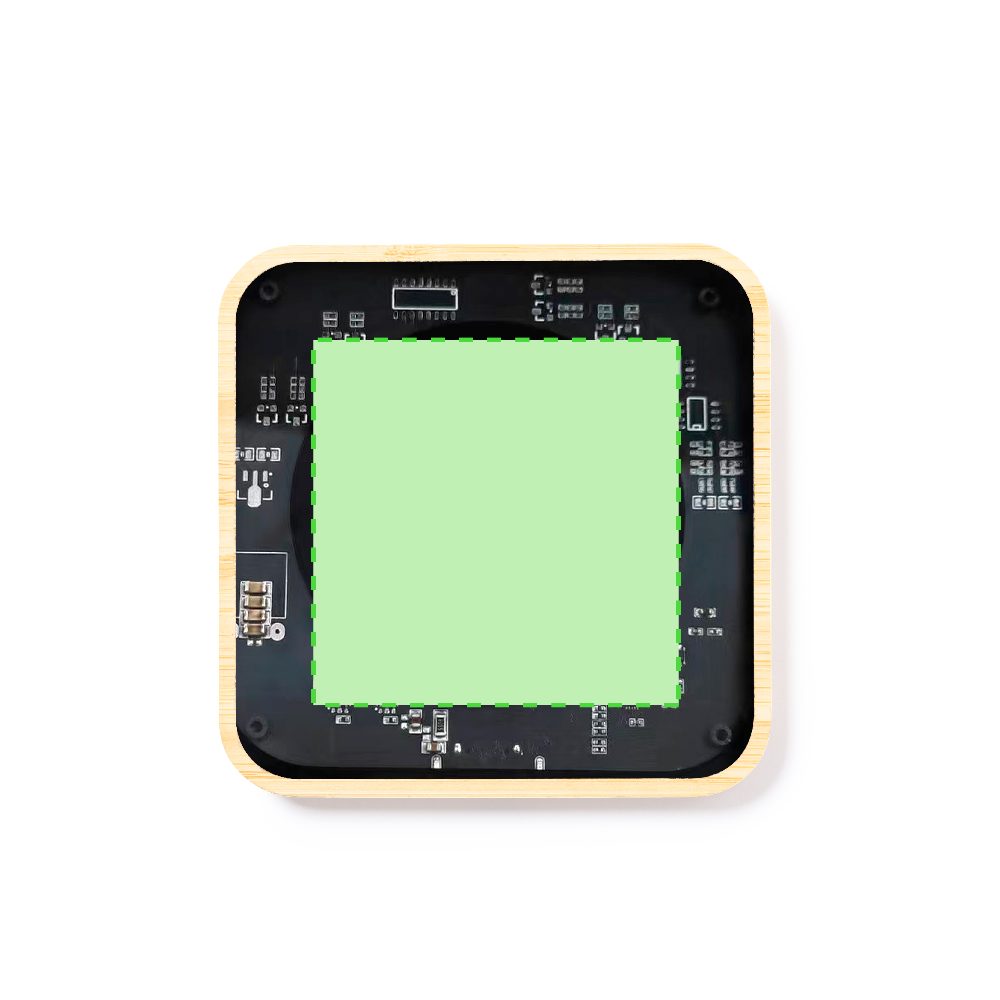 Branding diagram for Bamboo wireless charging station, 15 W Gaussian – Area 4