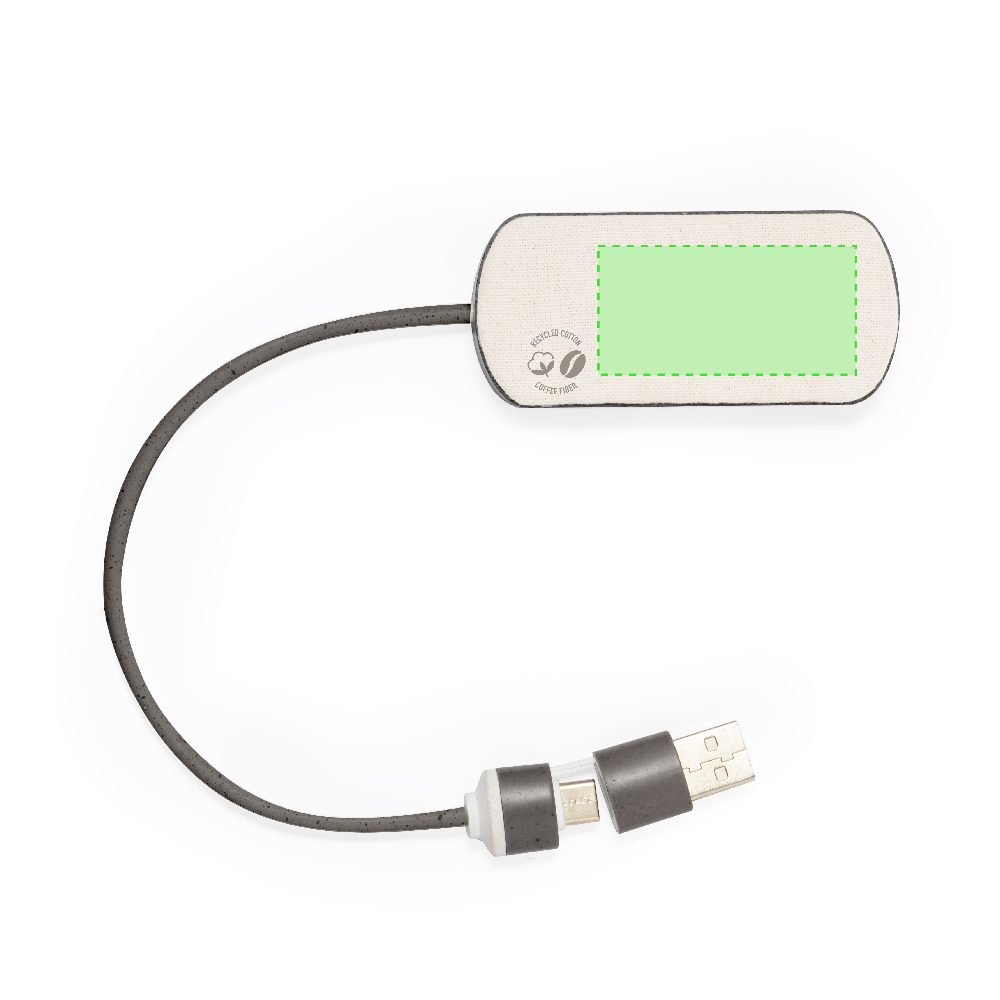 Branding diagram for USB Hub of coffee fibres Nylox – Area 1