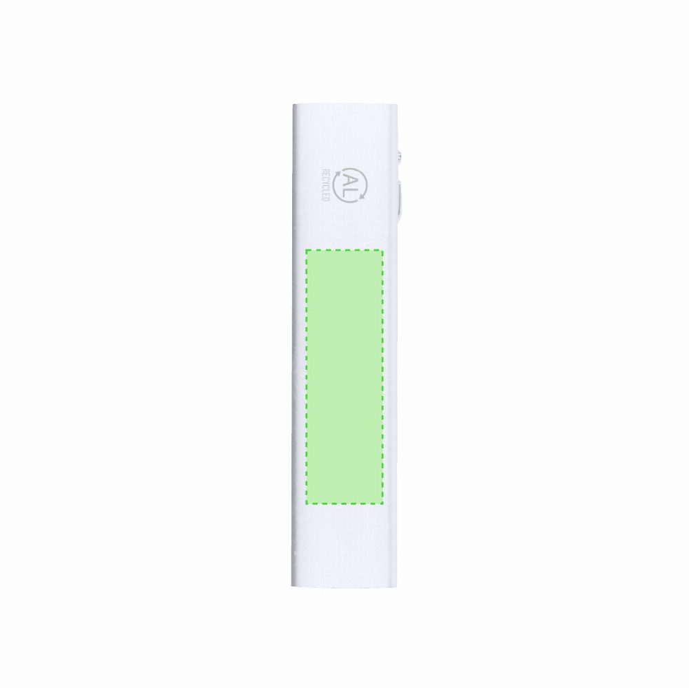 Branding diagram for Power bank made of recycled aluminium, 2,600 mAh Serdinam – Area 8