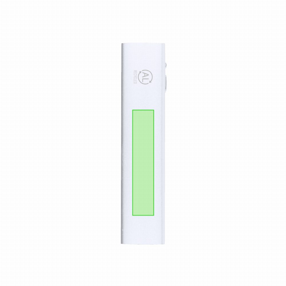 Branding diagram for Power bank made of recycled aluminium, 2,600 mAh Serdinam – Area 7