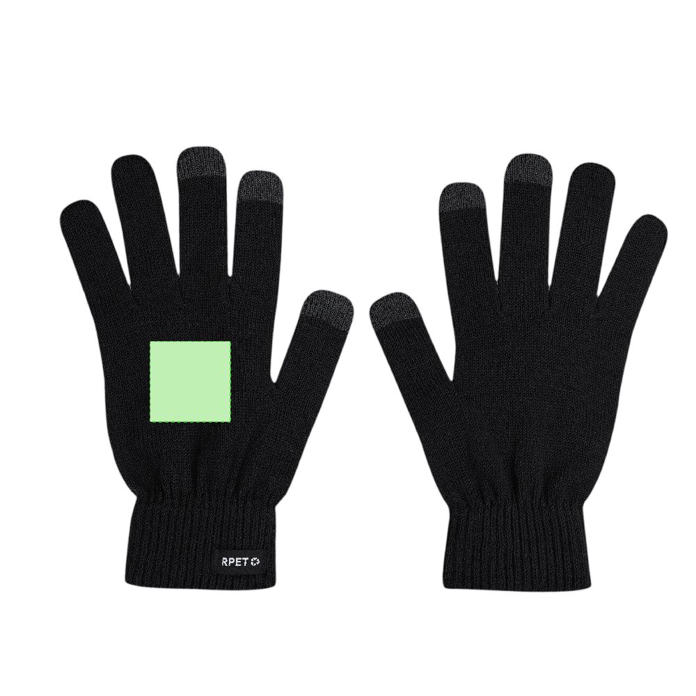 Branding diagram for Touchscreen gloves from RPET Brolyn – Area 1