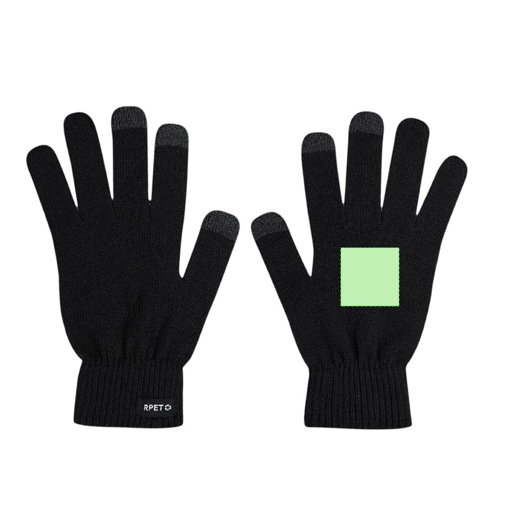 Branding diagram for Touchscreen gloves from RPET Brolyn – Area 2