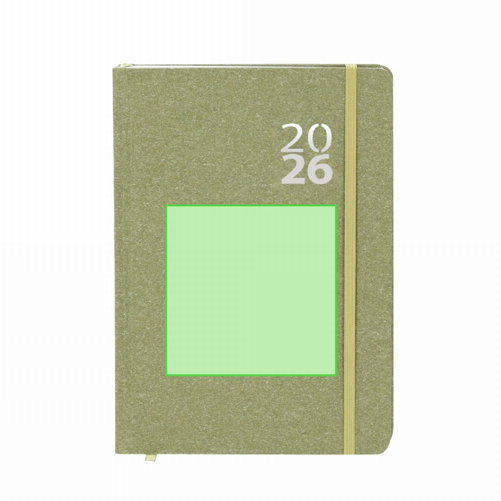 Branding diagram for Calendar notebook made of recycled cardboard, A5 Florian – Area 1