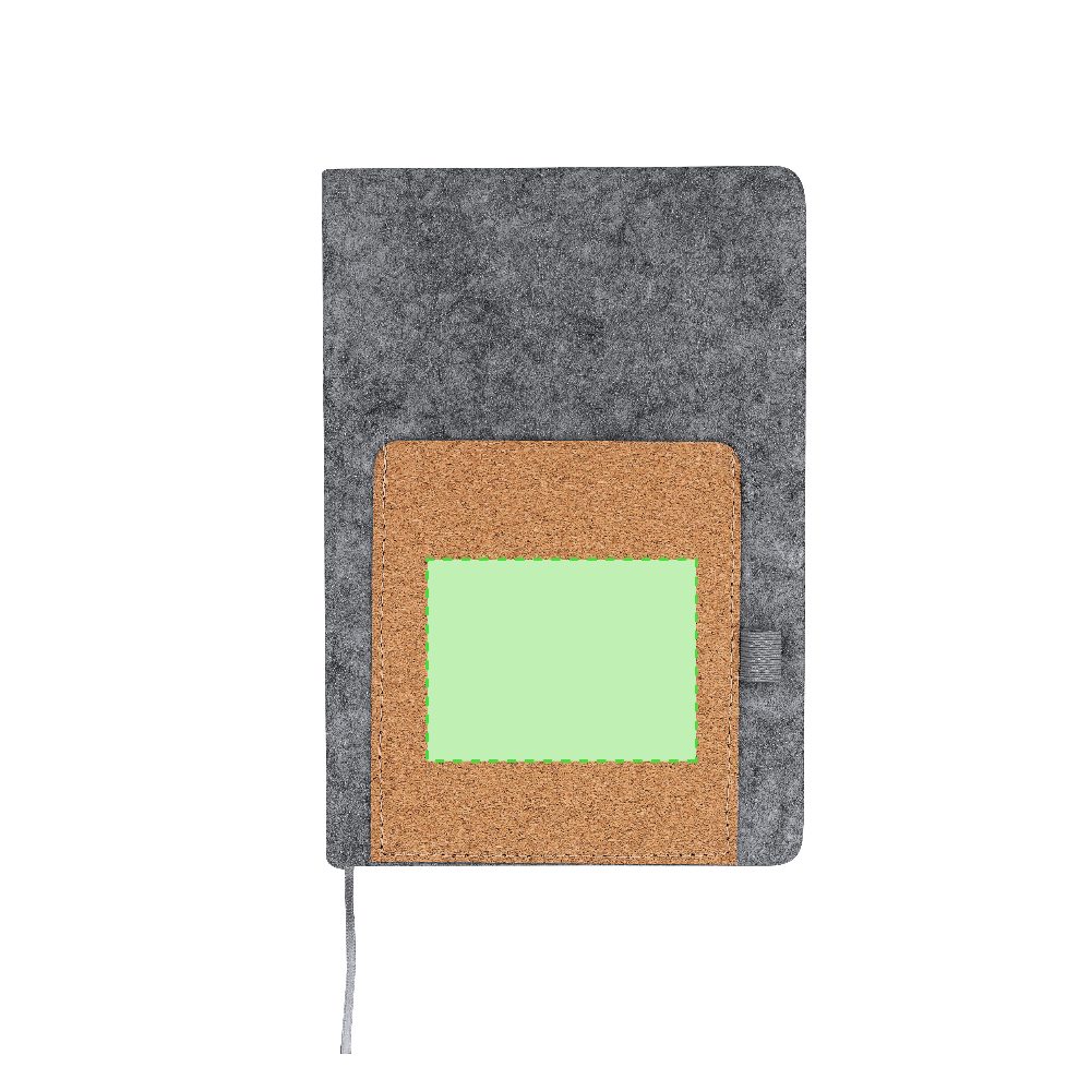 Branding diagram for Notebook from RPET Felt Wilko – Area 2