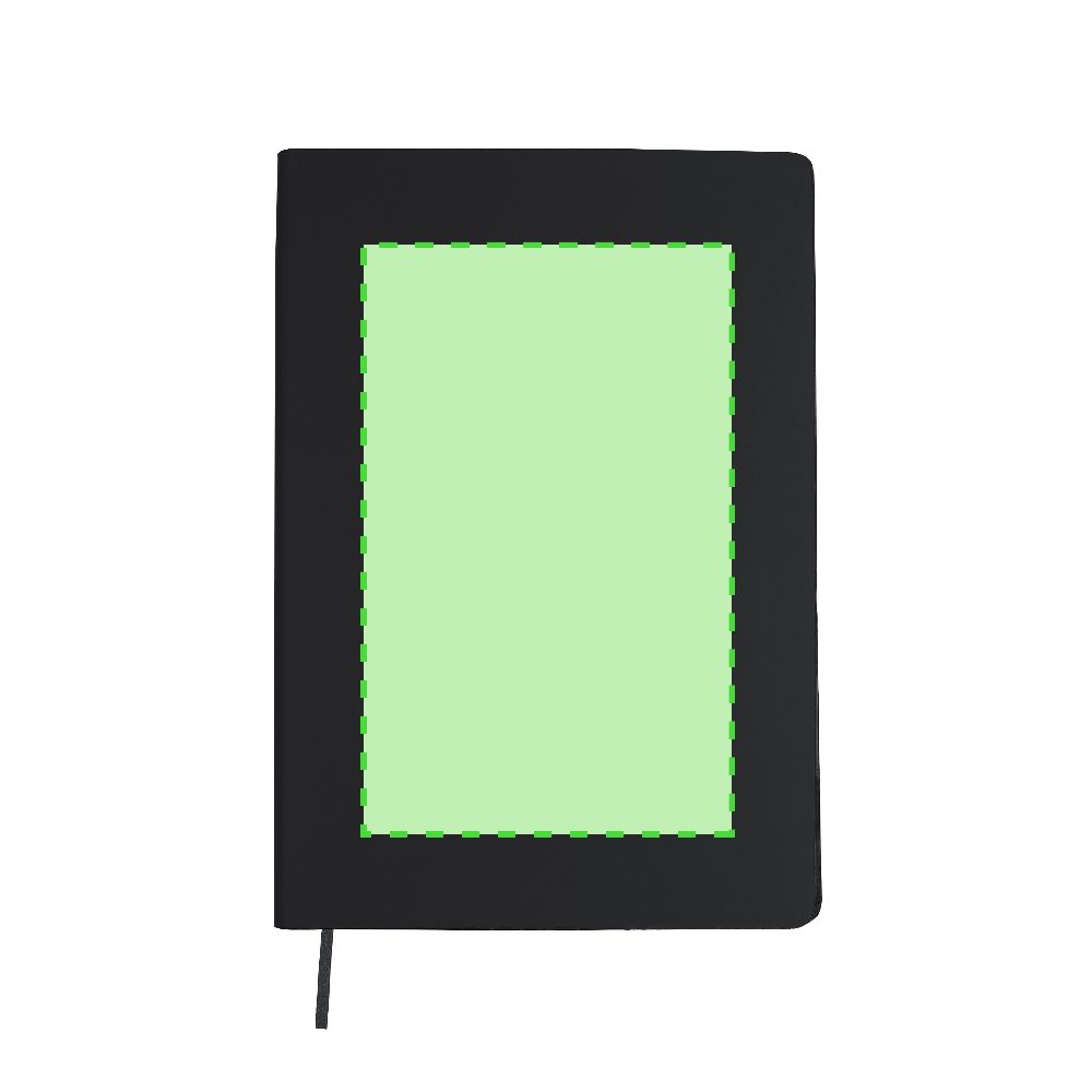 Branding diagram for Notebook made from recycled PU Lazox – Area 1