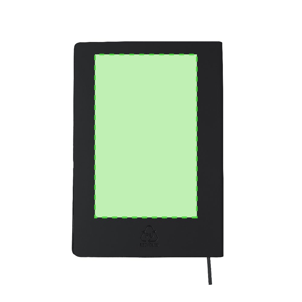 Branding diagram for Notebook made from recycled PU Lazox – Area 2