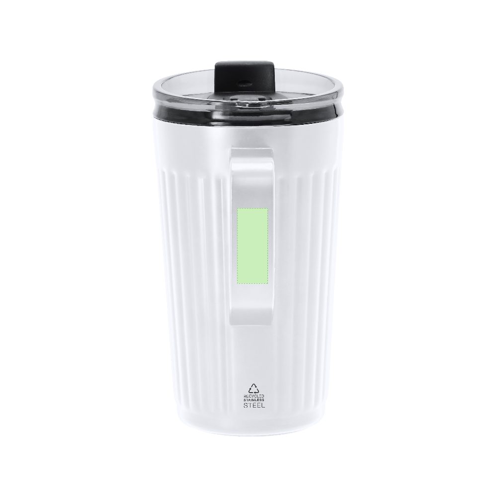 Branding diagram for Recycled stainless steel thermocup, 350 ml Korplax – Area 1