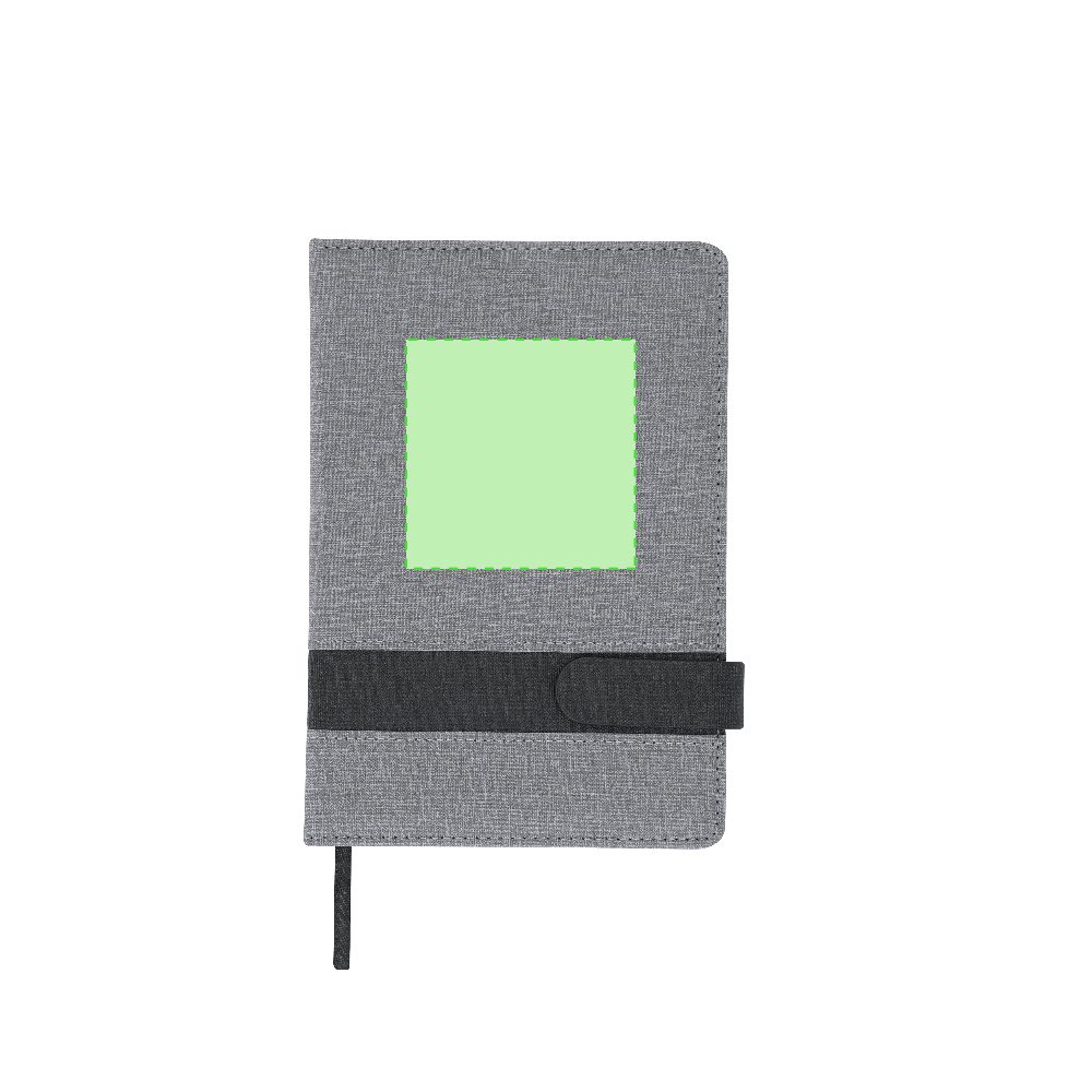 Branding diagram for Artificial leather notebook, A5 Arlex – Area 1