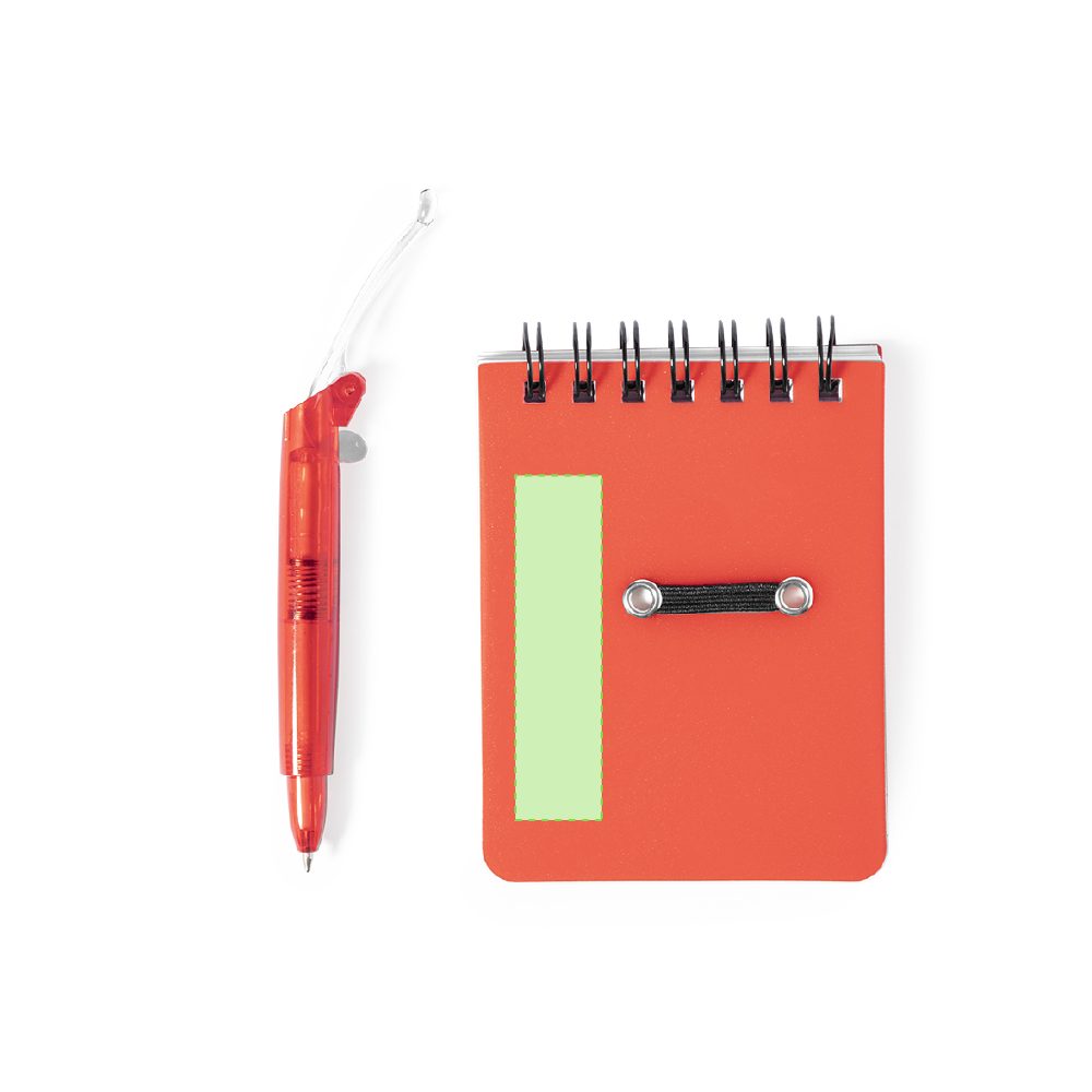 Branding diagram for Mini Spiral Notebook Book Lined With Ballpoint Pen Duxo – On the cover on the left