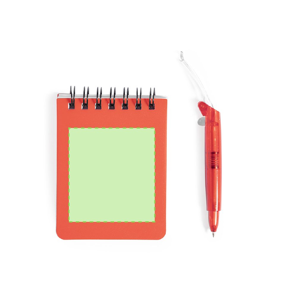 Branding diagram for Mini Spiral Notebook Book Lined With Ballpoint Pen Duxo – Rear side