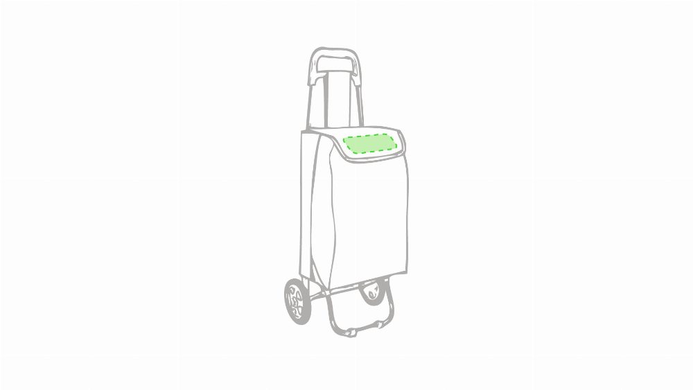 Branding diagram for Shopping trolley Max – In the flap