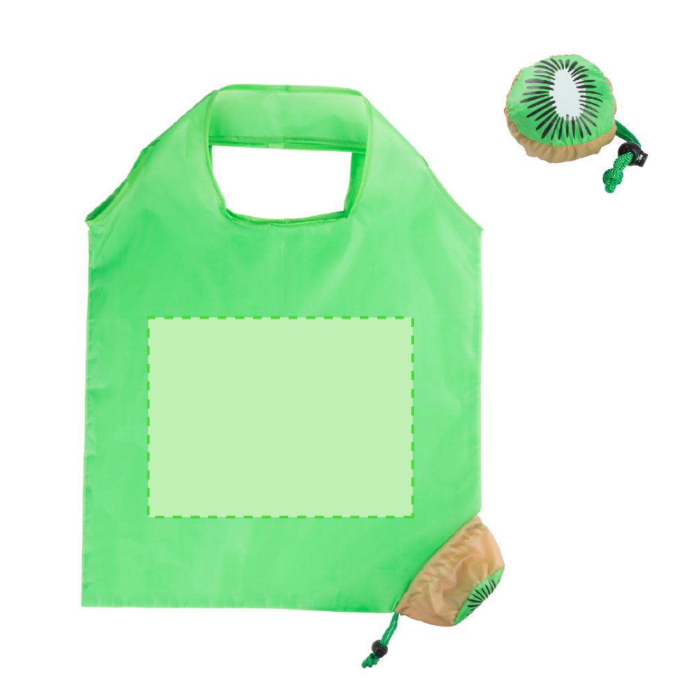 Branding diagram for Folding shopping bag Corni – Side A, central and unfolded