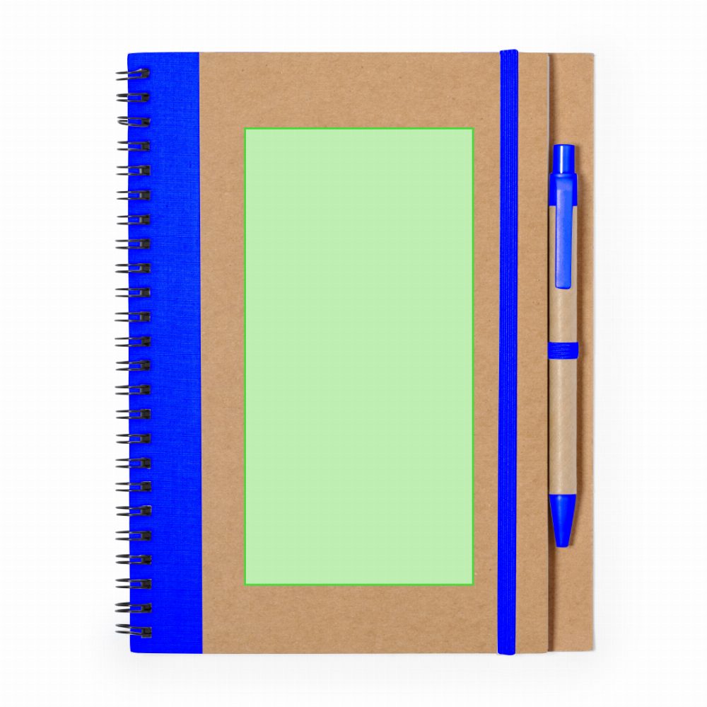 Branding diagram for Recycled cardboard spiral notebook Tunel – On the cover of the book