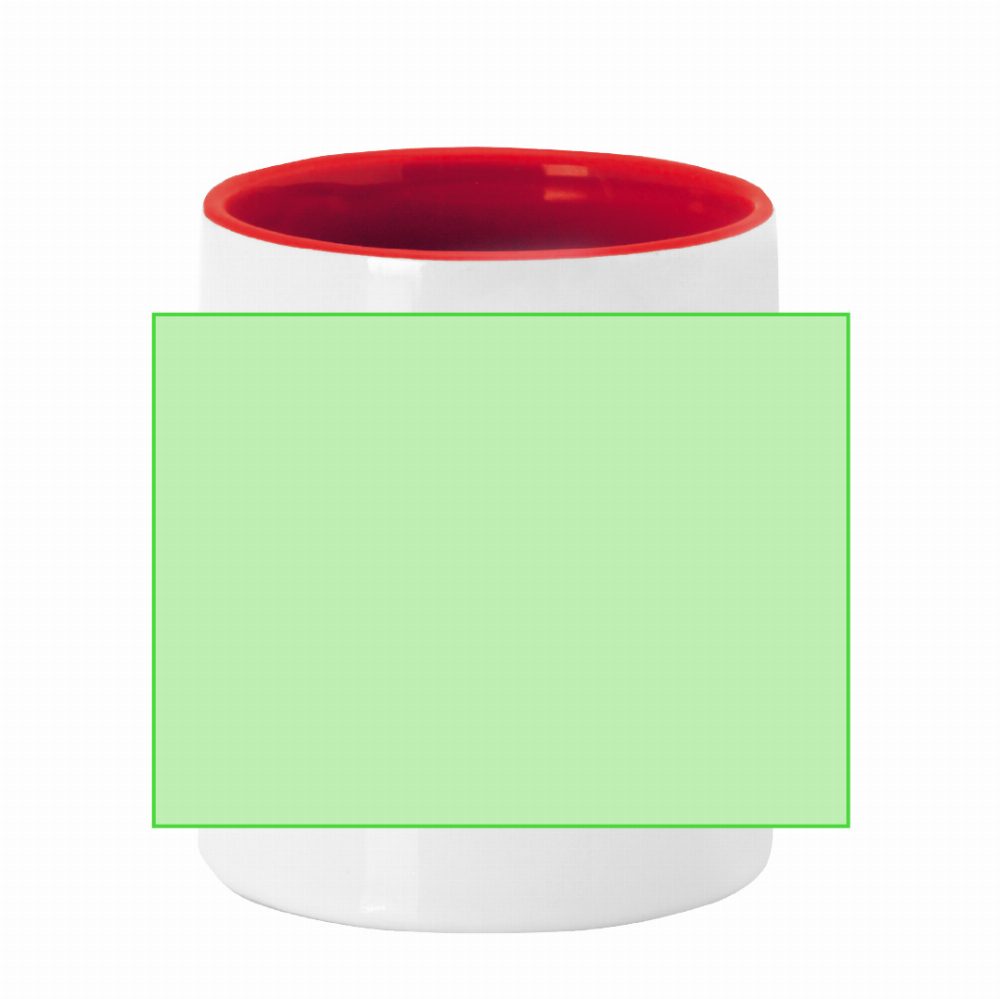 Branding diagram for Ceramic cup for sublimation, 350 ml Harnet – Concentrates on the front of the cup
