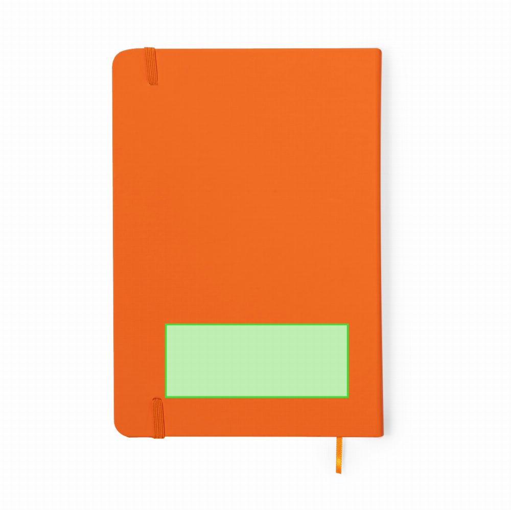 Branding diagram for Artificial leather notebook, A5 Cilux – On the back of the book