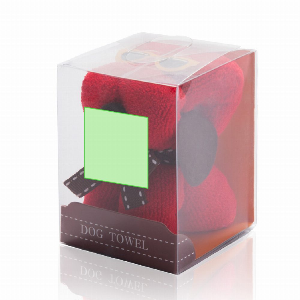 Branding diagram for Microfibre towels Rustuff – On the front of the box