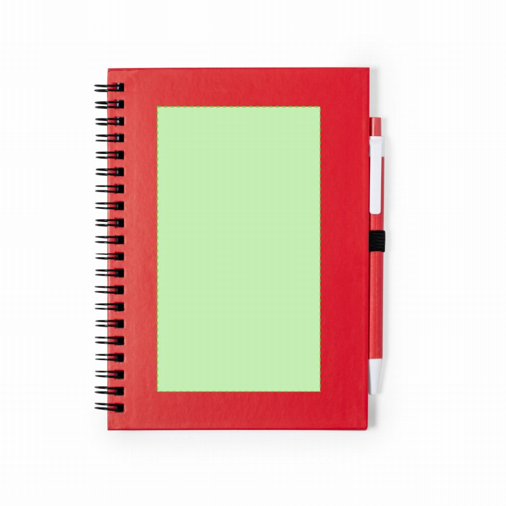 Branding diagram for Recycled cardboard spiral notebook Koguel – On page A, notepad