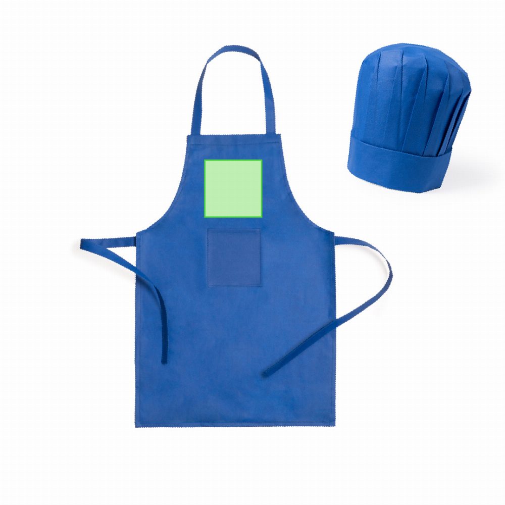 Branding diagram for Winter set with hat and gloves Legox – In the chest apron