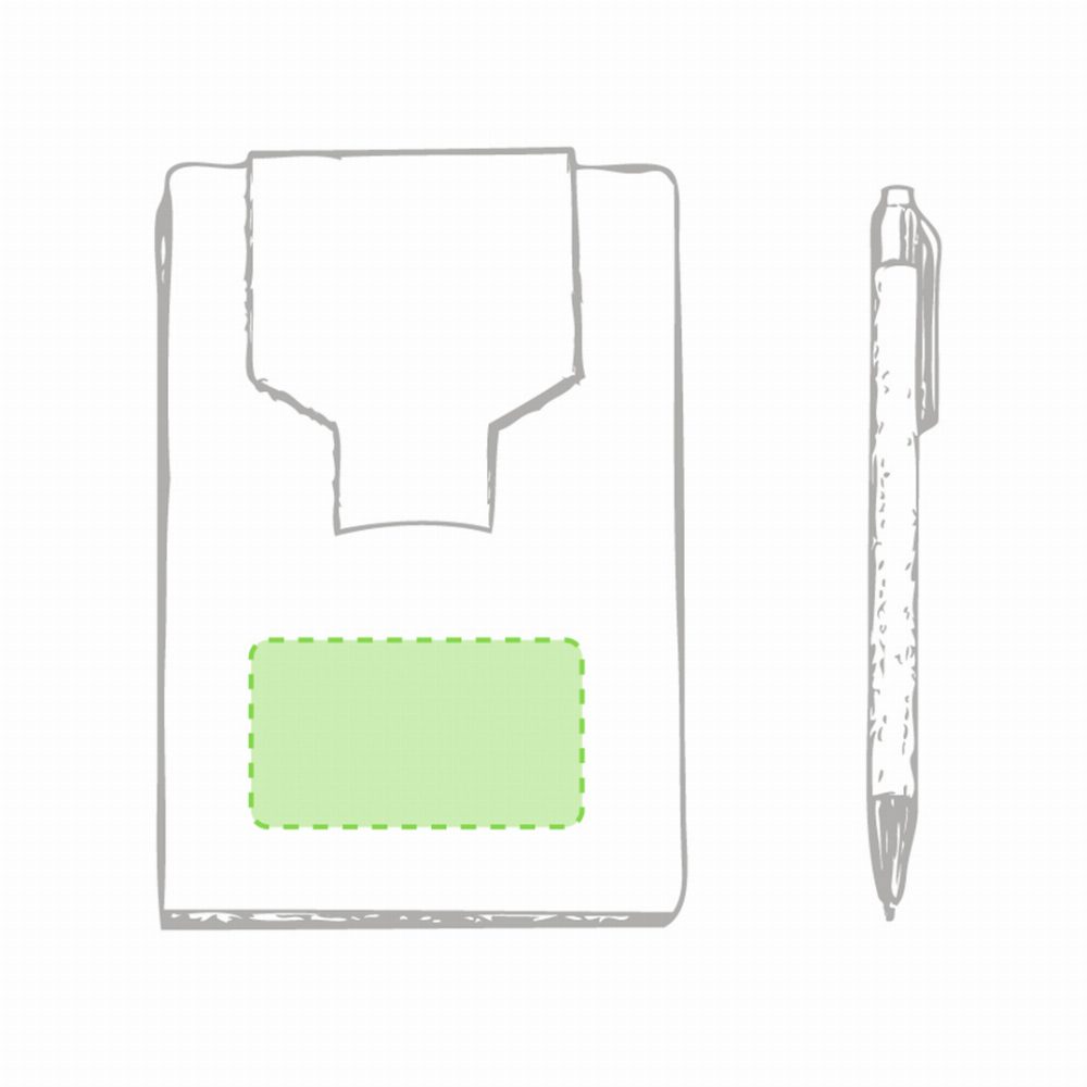 Druckskizze für Notizbuch aus Recyclingkarton Cravis – Auf dem Deckel, unten