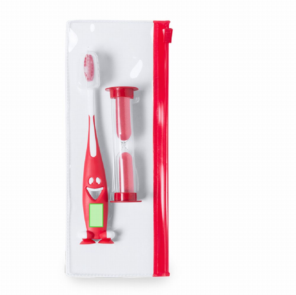 Branding diagram for Dental care kit with hourglass Fident – In the toothbrush under the mouth