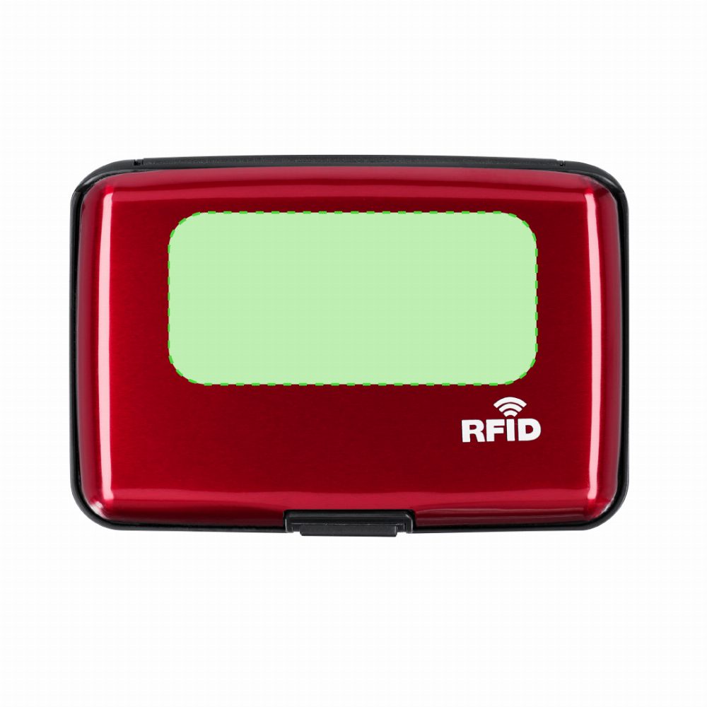 Branding diagram for Aluminium card cases Rainol – On the back