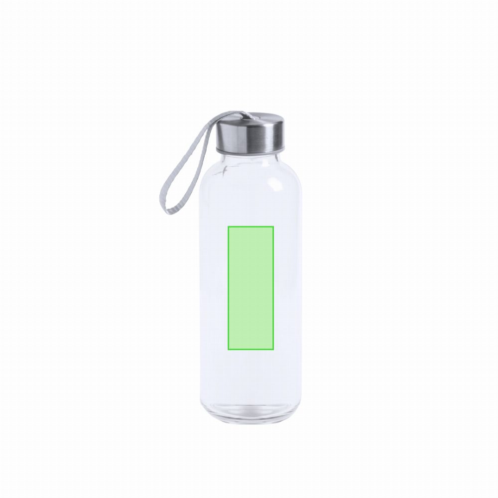 Branding diagram for Glass drinking bottle, 420 ml Dokath – Central marking surface