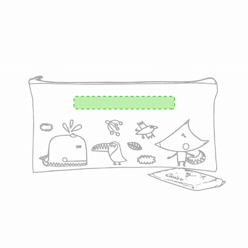 Branding diagram for Colour-in non-woven pencil case with colouring pens Skinga – Centering at the top