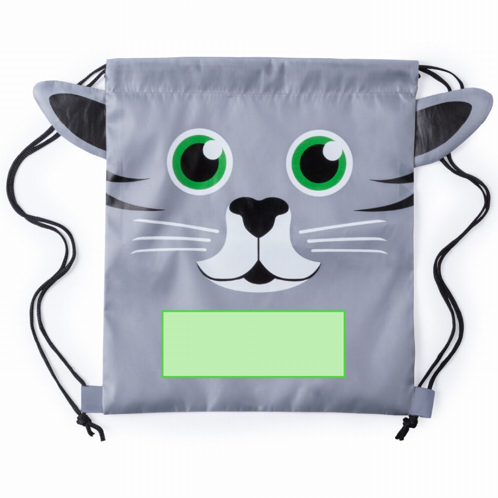 Branding diagram for Folding children's drawstring bag with animal motif Llorel Frogs – Lower area, central