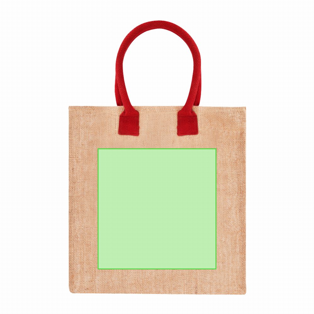 Druckskizze für Einkaufstasche aus Jute Kalkut – mittige Markierungsfläche
