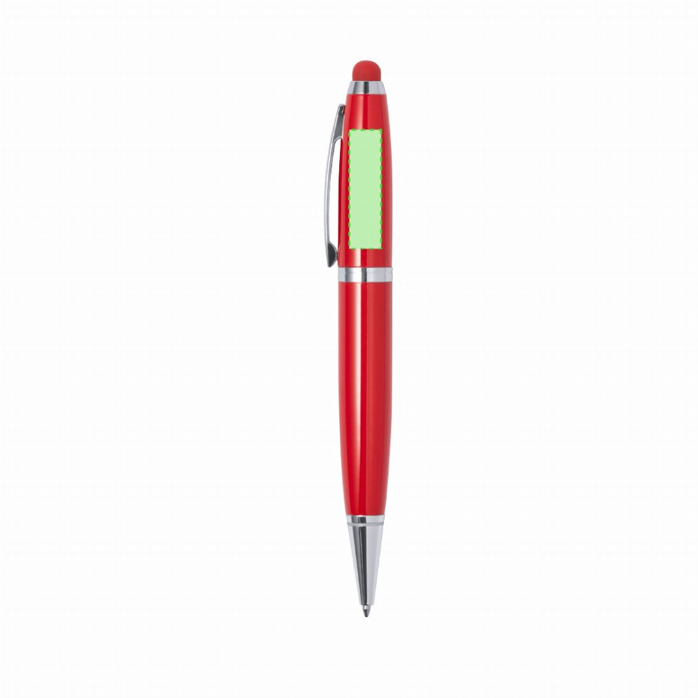 Branding diagram for Touchpen ballpoint pen with USB stick made of metal Sivart 16 GB – Area 1