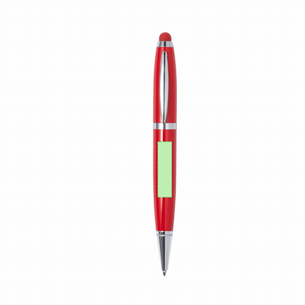 Branding diagram for Touchpen ballpoint pen with USB stick made of metal Sivart 16 GB – Area 7