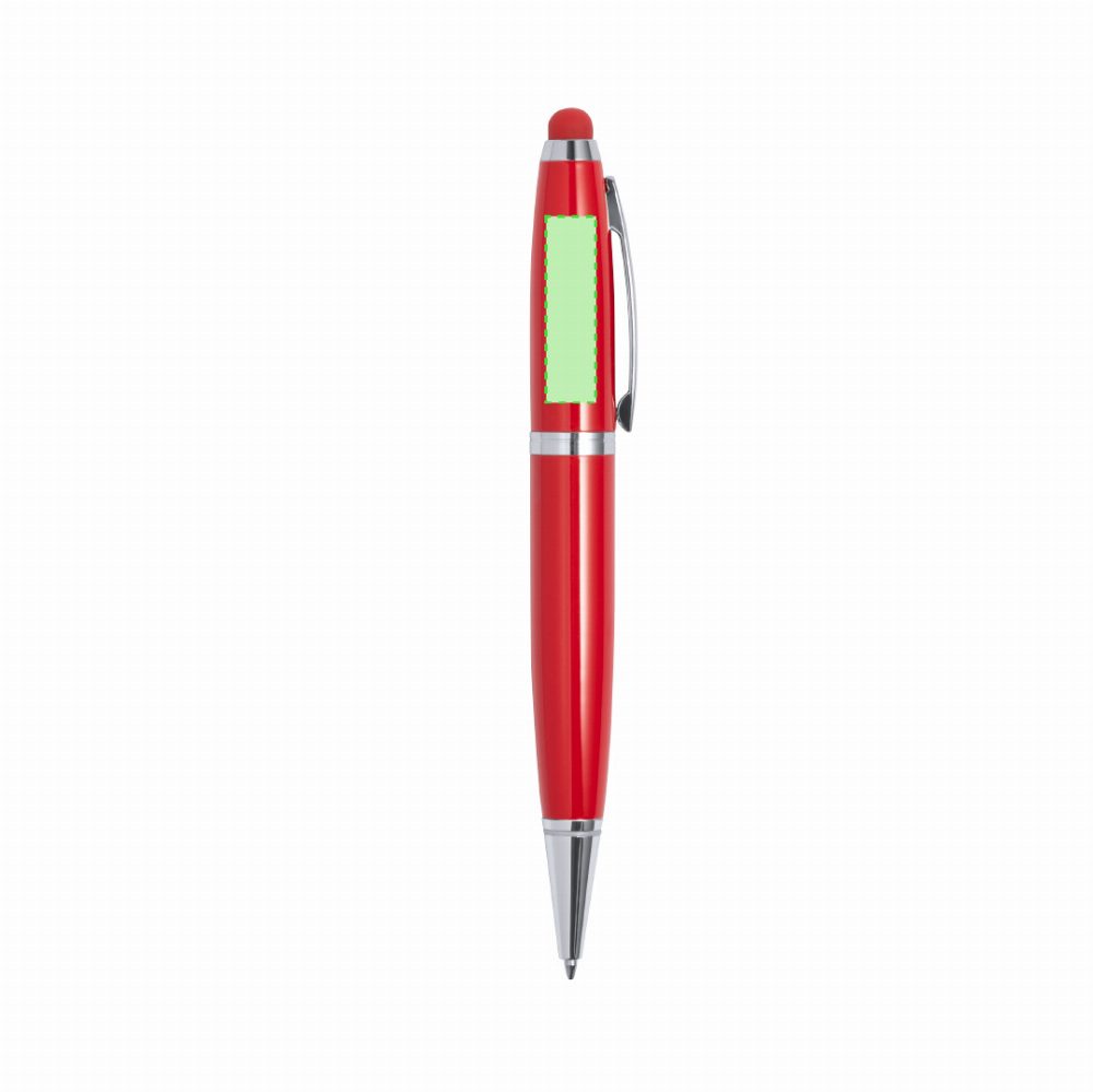Branding diagram for Touchpen ballpoint pen with USB stick made of metal Sivart 16 GB – Area 2