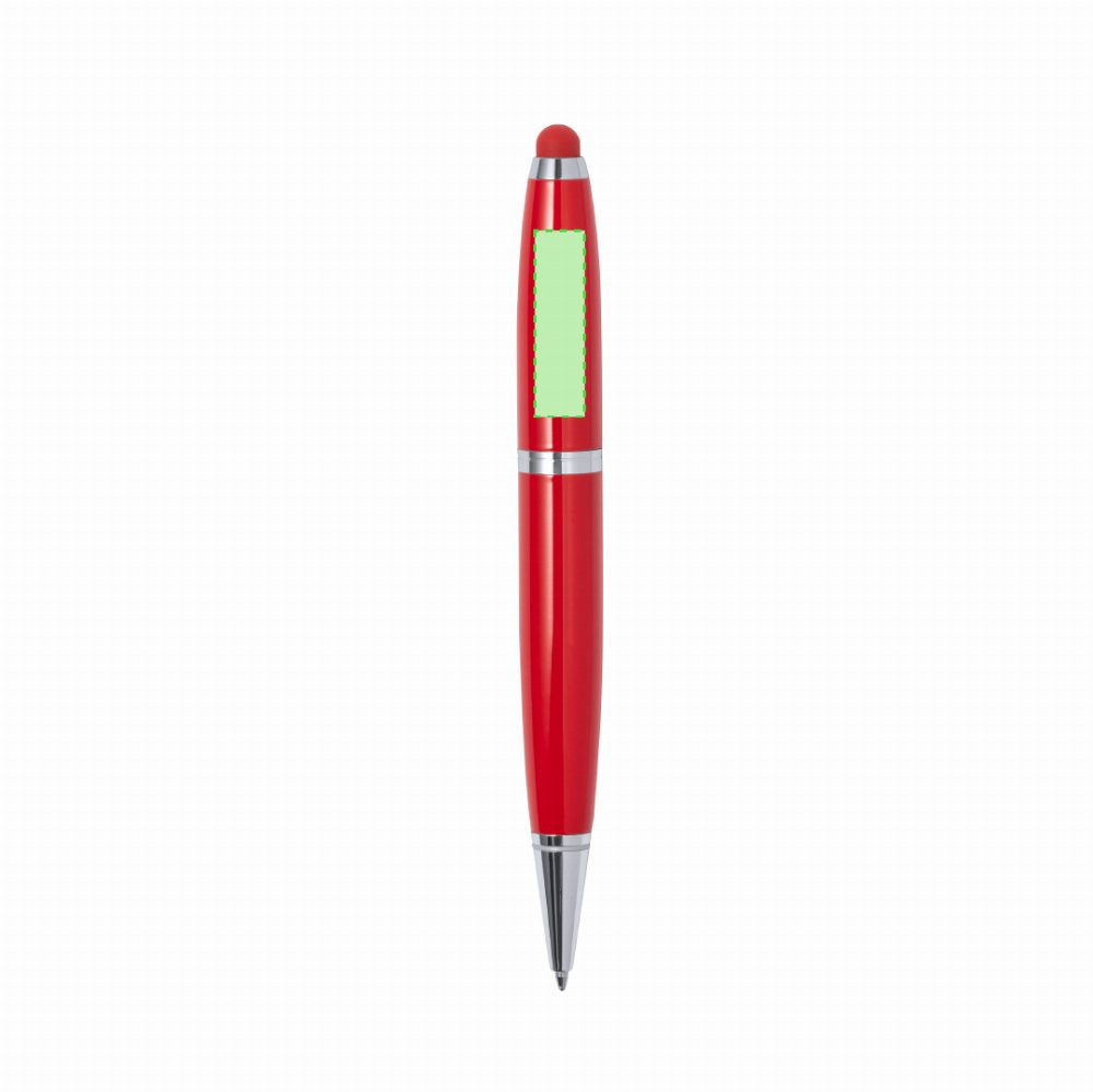 Branding diagram for Touchpen ballpoint pen with USB stick made of metal Sivart 16 GB – Area 3