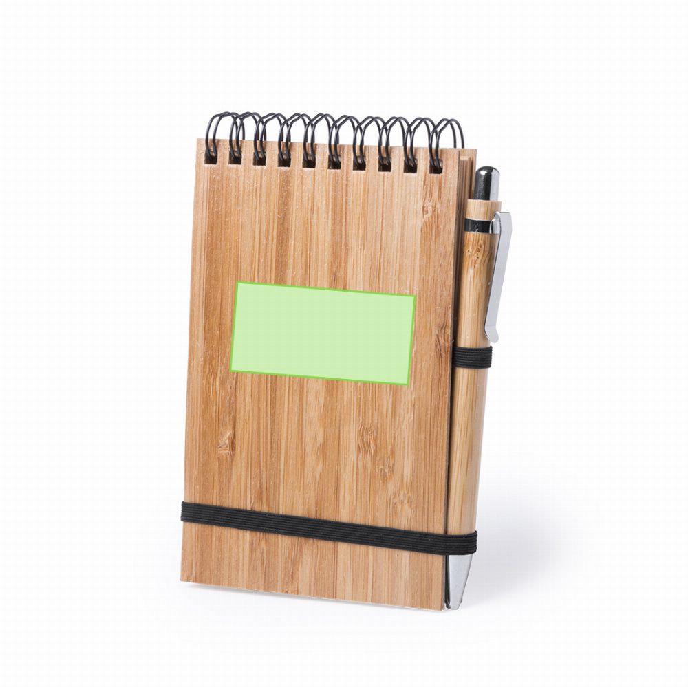 Branding diagram for Bamboo spiral notebook, lined Tumiz – On the cover lower area