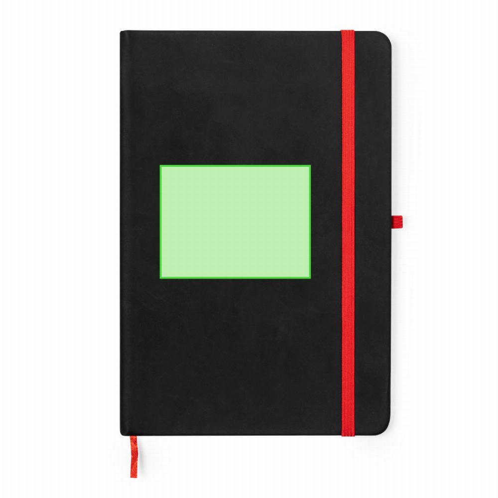 Branding diagram for Notebook of artificial leather, lined Kefron – On the cover lower area