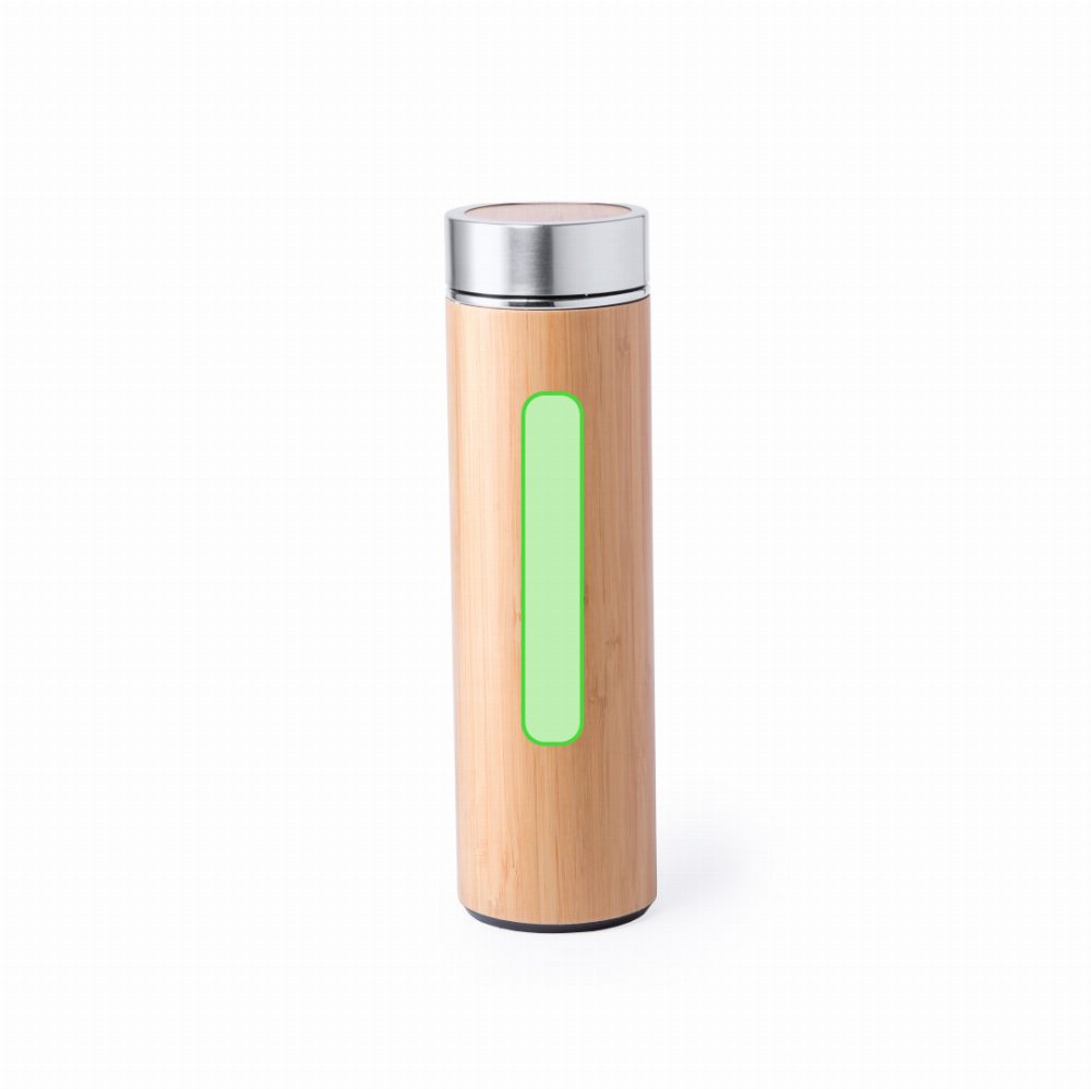 Branding diagram for Thermal bottle of bamboo 500 ml Moltex – Centred on the side of the container
