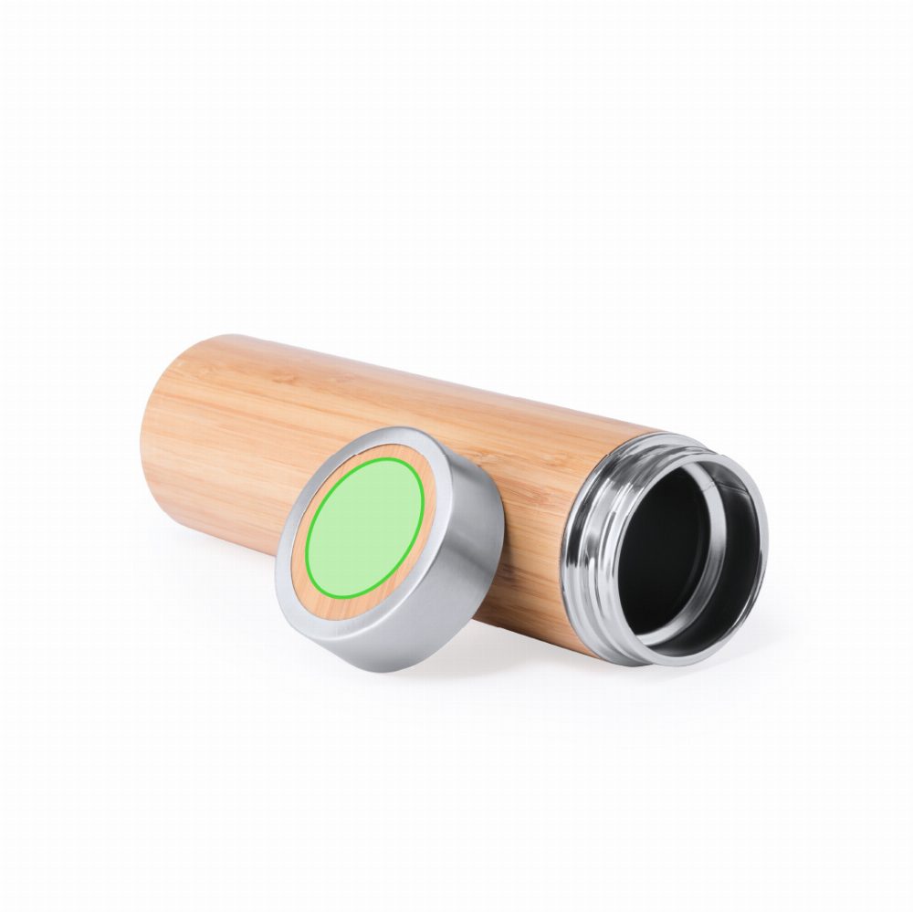 Branding diagram for Thermal bottle of bamboo 500 ml Moltex – Closure centered