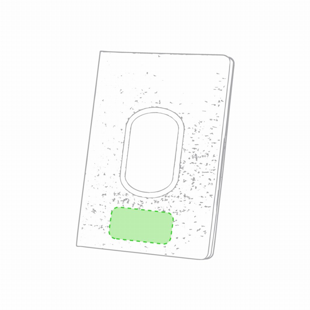Druckskizze für Notizbuch mit kabelloser Ladestation 5 W Kevant – Auf dem Cover unterer Bereich