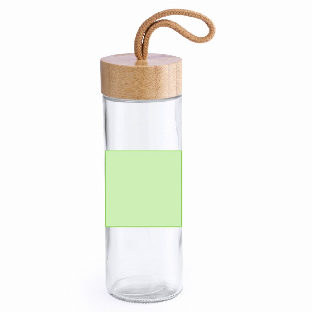 Branding diagram for Glass drinking bottle, 420 ml Burdis – Front
