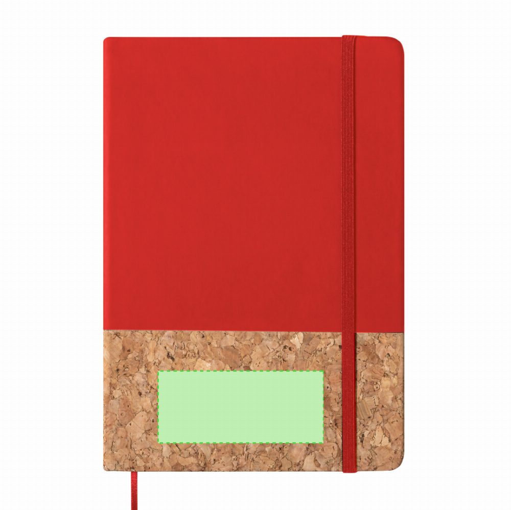 Branding diagram for Cork notebook Bluster – Lower area, central