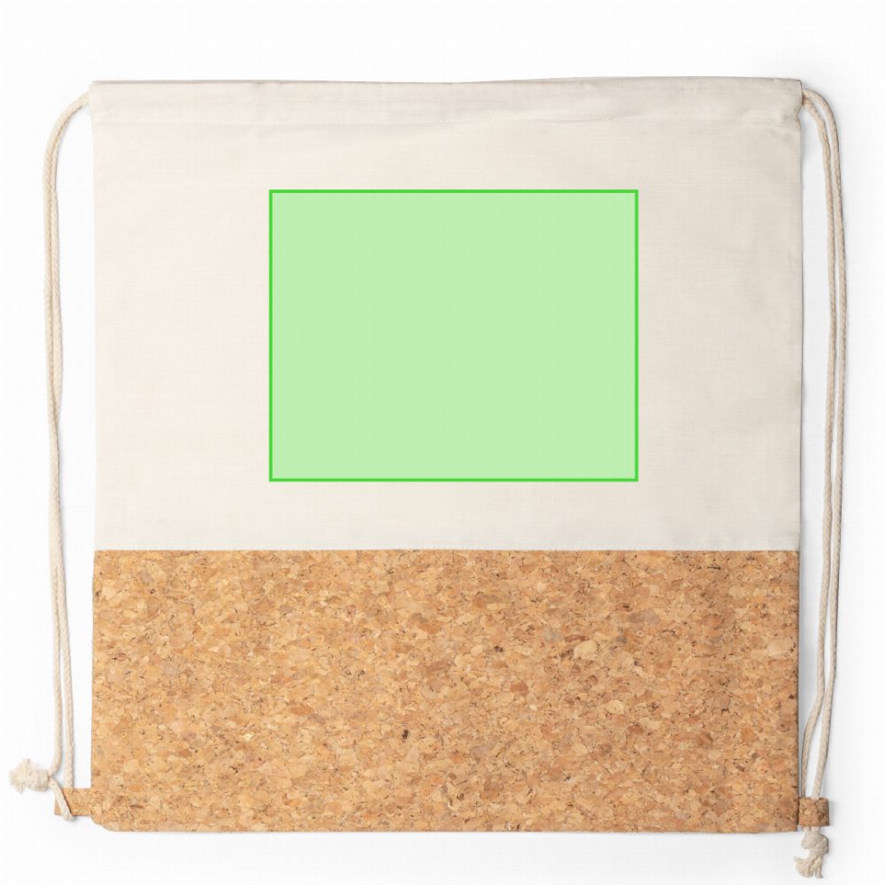 Branding diagram for Cork drawstring bag Galsin – Side A, central